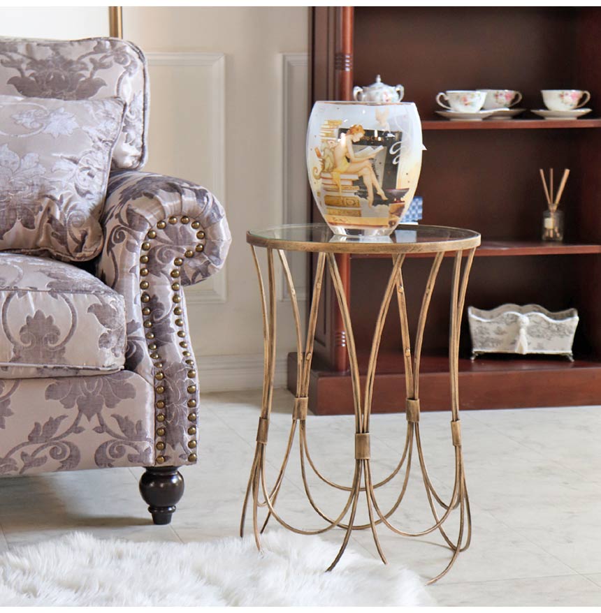 アイアンガラス サイドテーブル Φ39cm｜おしゃれインテリア 家具通販 Y