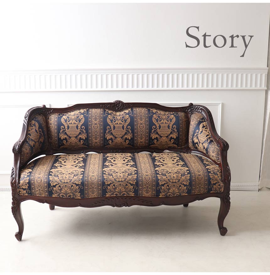 輸入家具 英国調 ラウンジソファ 2P アンティーク調 ソファー 二人掛け