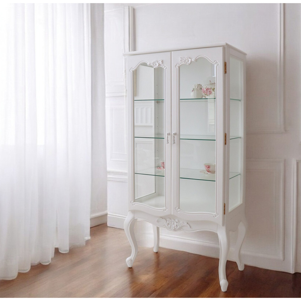 コンパクトショーケース 輸入家具 猫脚 飾り棚 姫系 おしゃれ 白家具