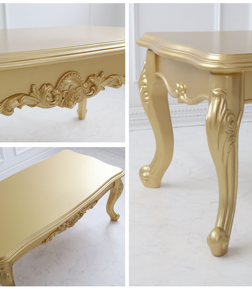 ゴールドセンターテーブル 120cm 輸入家具 リビングテーブル 高級 金