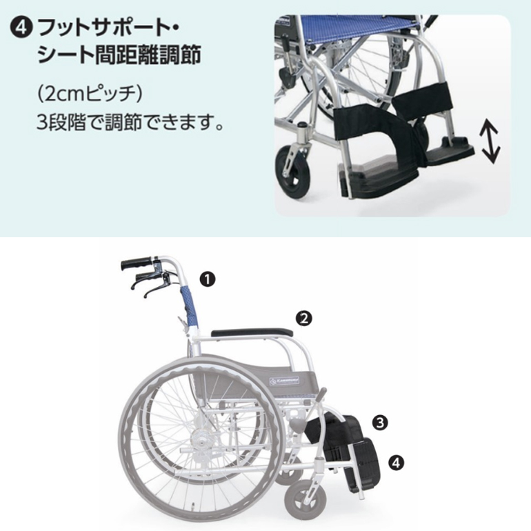 介助用車椅子ふわりすKF16－40SB 背折れ式・介助ブレーキ付き