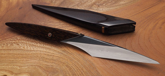 日本刀残欠クラフトナイフNo.58 大業物 和泉守国貞 黒鞘日本刀残欠