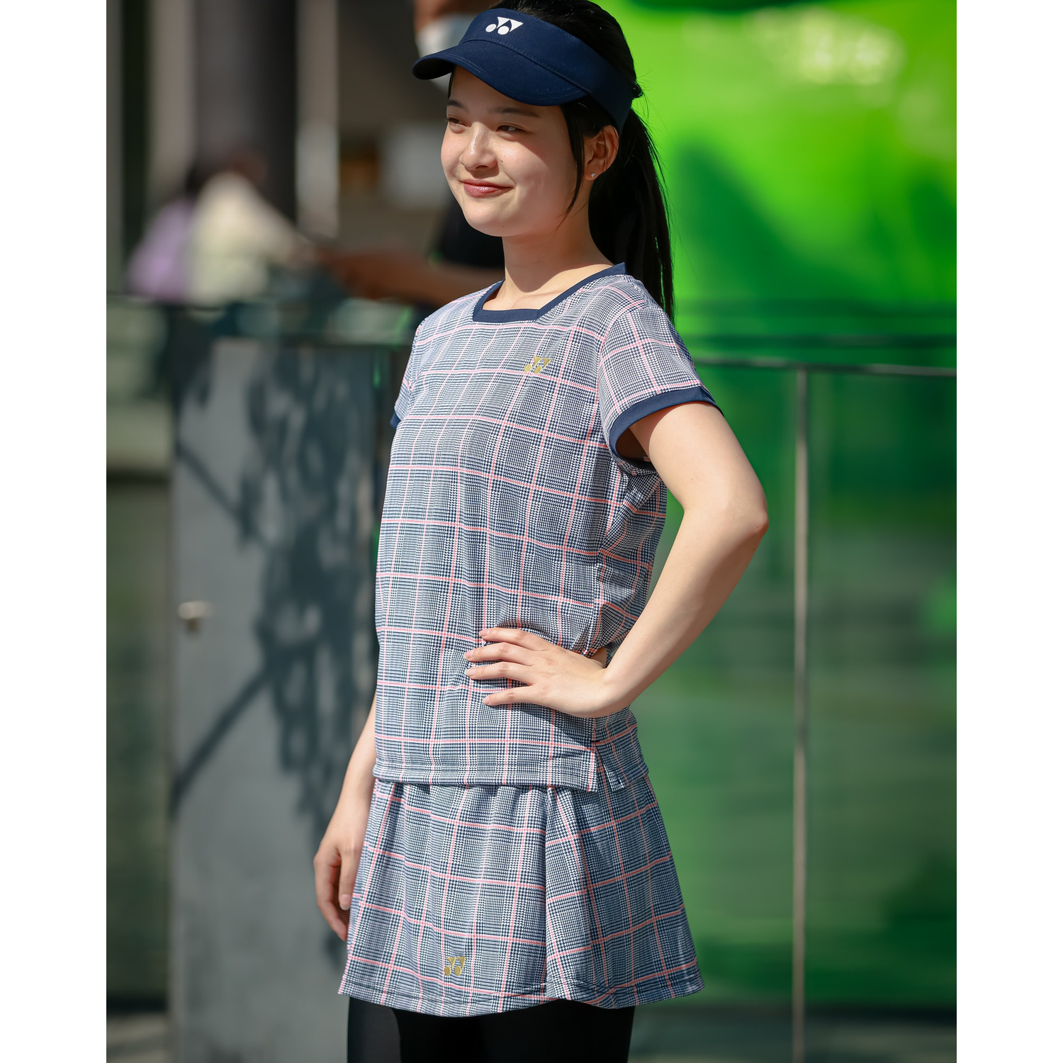 ヨネックス テニスウェア セットアップLブラウンストライプサン