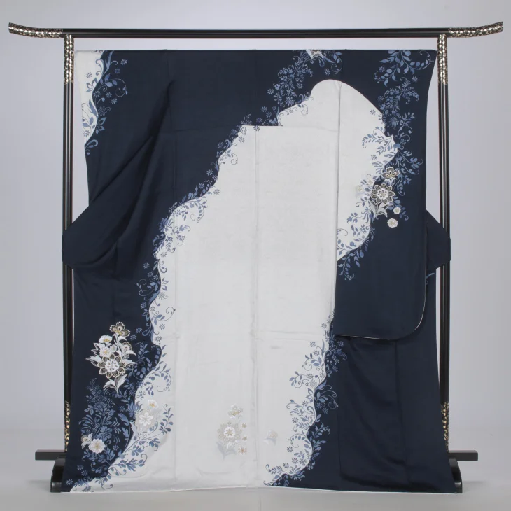 f0425052r2】【青・紺系】振袖 レンタル フルセット Lサイズ 成人式