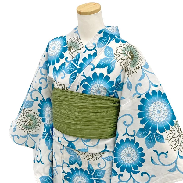 y2312205】浴衣 レディース 兵児帯 2点セット 古典柄 人気の唐草 菊 花