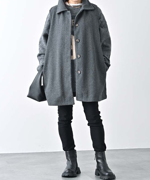 ステンカラーコート コート 2WAYケープコート ベスト ミドル丈 ベルト