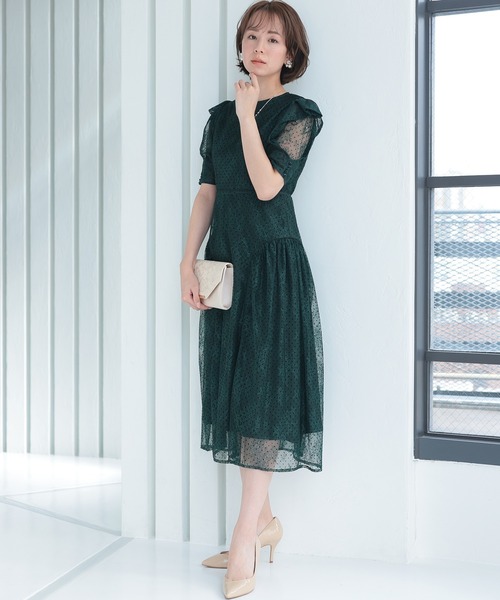 PourVous（プールヴー） ドレス フロッキードット パーティードレス