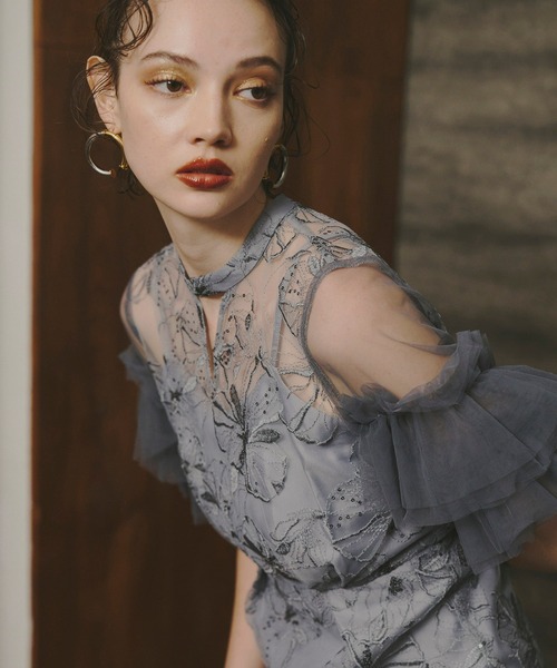 ANDRESD ドレス キーネックエンブロイダリードレス / key neck