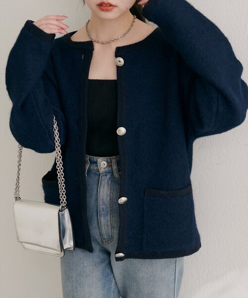 natural couture ジャケット ノーカラージャケット 「WEB限定」ふわ