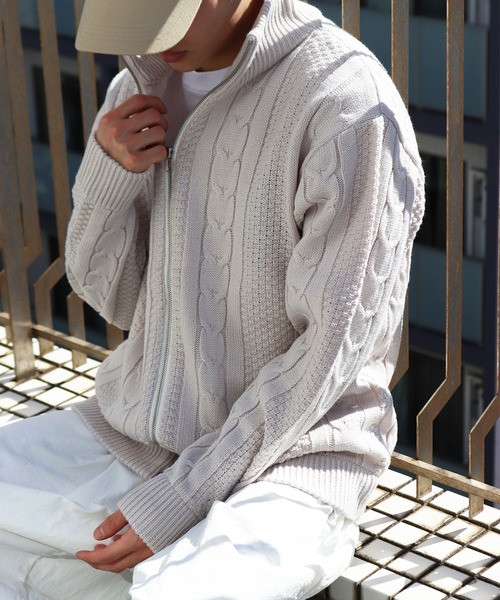 WESTSEA（ウエストシー） セーター ニット アラン柄 ダブルジップ