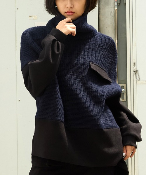 AVIE（アビィ） ニット セーター インポートニットリブハイネックプル