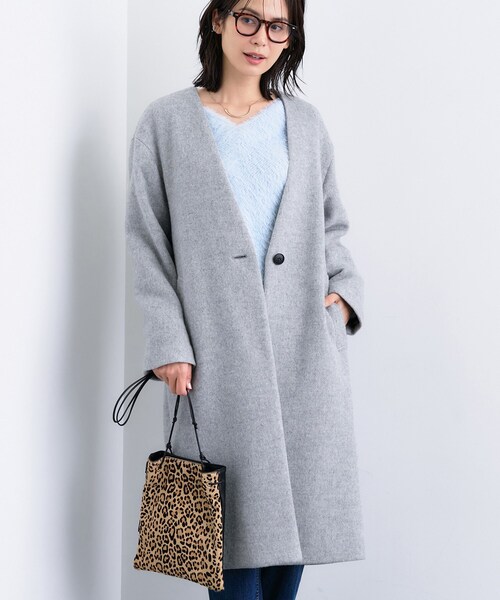 INDIVI（インディヴィ） ノーカラーコート コート 「軽量／ウール混