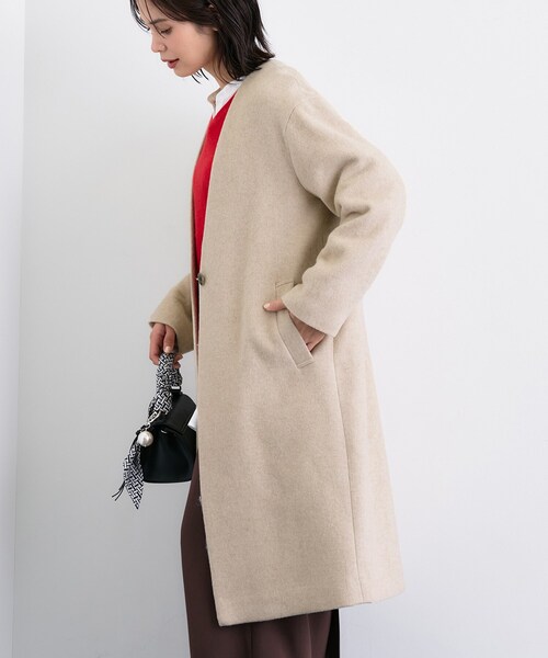 INDIVI（インディヴィ） ノーカラーコート コート 「軽量／ウール混