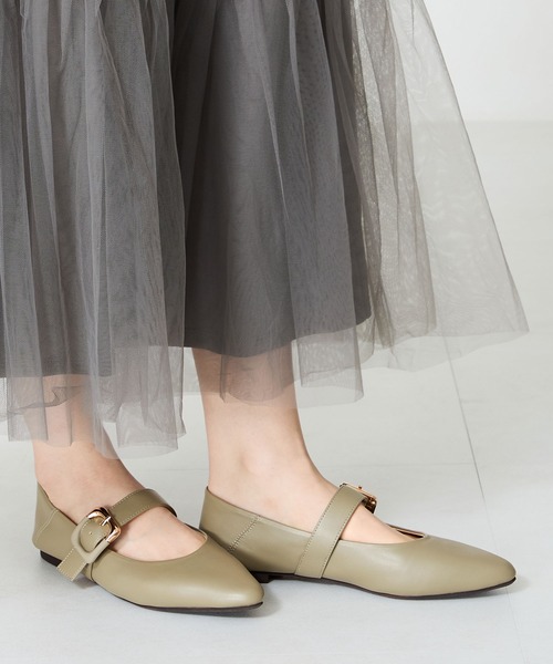 WA ORiental TRaffic パンプス 配色バックル柔らかフラットパンプス