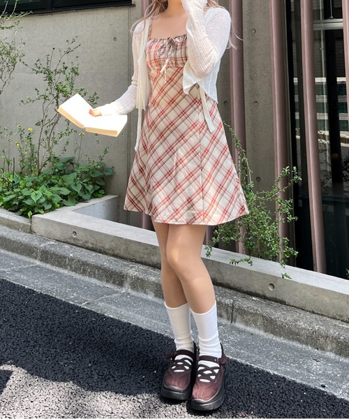 MORE self LOVE ワンピース チェックキャミワンピース : ZOZOTOWN