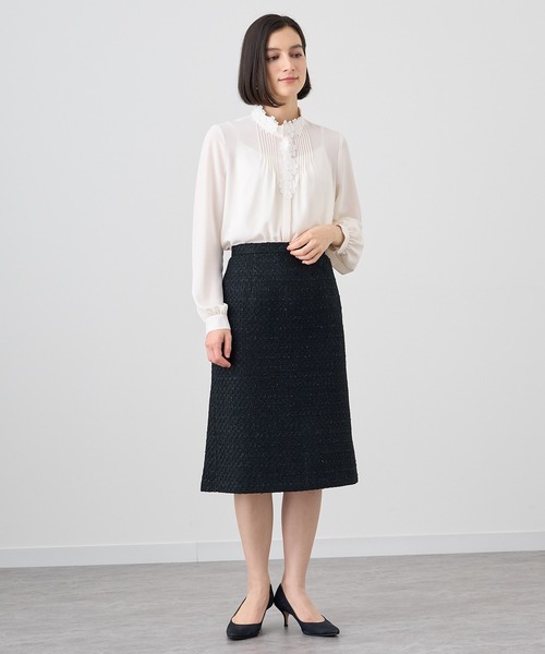 ANAYI（アナイ） スカート ミックスツイードバックフレア スカート