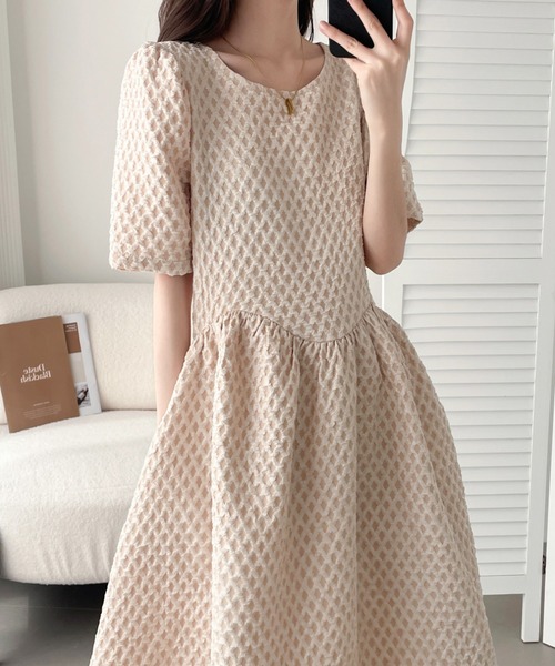 ABITOKYO（アビトーキョー） ワンピース ダイヤ柄ジャガードAライン