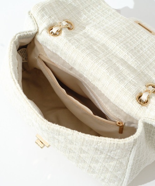 flower ショルダーバッグ バッグ ツイードチェーンバッグ レディース