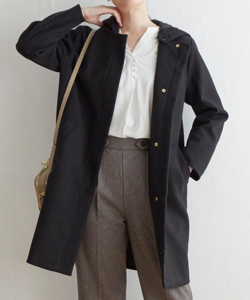 IKKA LOUNGE コート アウター ウールライクフード取り外しコート