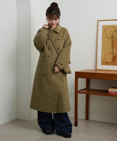 ステンカラーコート コート toggle button double breasted coat