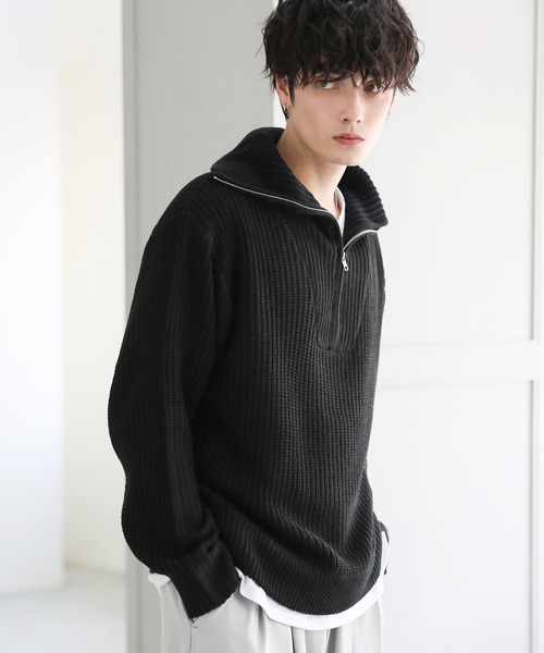 ASTRONOMY セーター ニット ビッグシルエット畦編みハーフジップニット