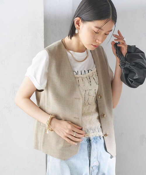 SHIPS（シップス） ベスト ジレ 「手洗い可能」Asami 麻調合繊