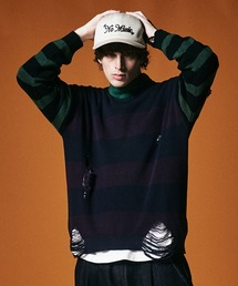 glamb（グラム） セーター ニット Damaged Border Knit / ダメージ