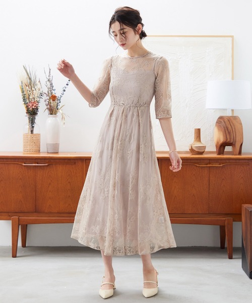 niana（ニアナ） ドレス バックダブルリボン レイヤードドレス