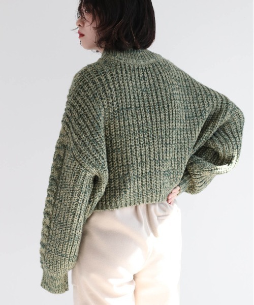 cepo（セポ） ニット セーター ミックスカラー ケーブルハイネック