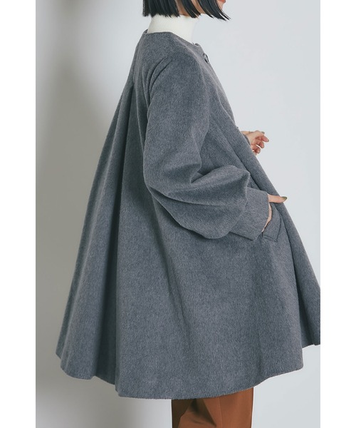 &. NOSTALGIA（ノスタルジア） ノーカラーコート コート ウール混