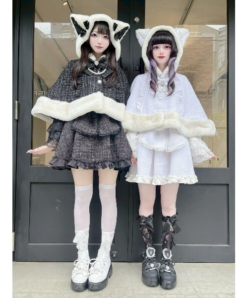 Ank Rouge（アンクルージュ） ポンチョ ネコちゃんキラキラツイード