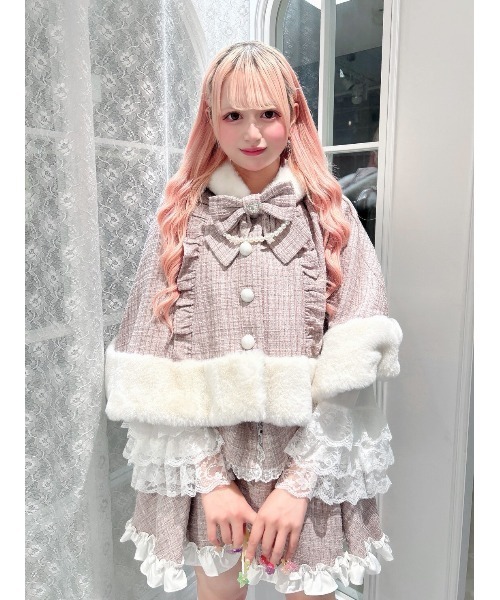 Ank Rouge（アンクルージュ） ポンチョ ネコちゃんキラキラツイード