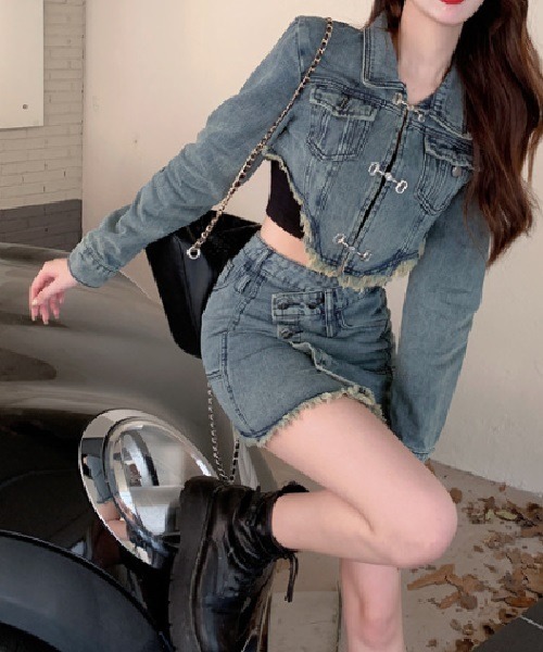 Ritomo De Ricco セットアップ クロップドデニムジャケット+デニムミニ