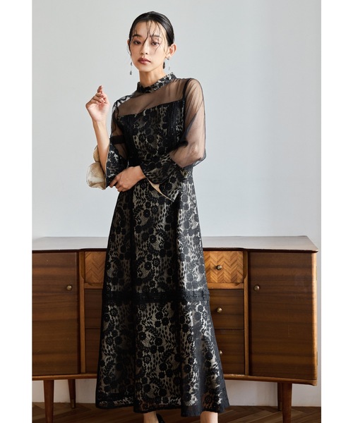 niana（ニアナ） ドレス フラワーレースチュール切替フレアドレス