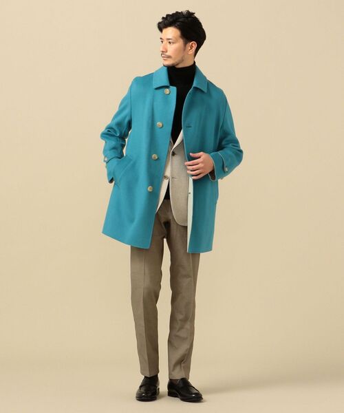 SHIPS（シップス） ステンカラーコート SD: ダブルフェイス ターコイズ