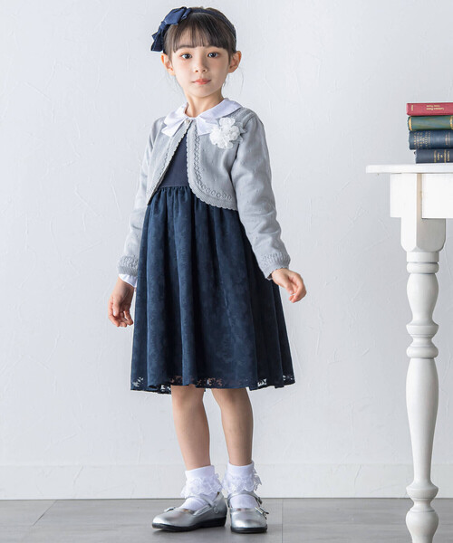 BeBe（ベベ） ワンピース 「日本製」シアー花柄切替ワンピース(110