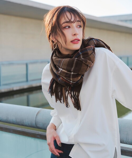 Tiaclasse マフラー ストール 「安田美沙子さん着用」ウール混チェック