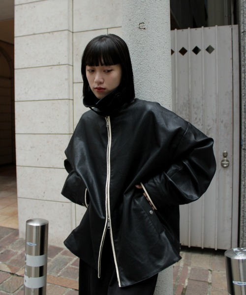 Camphor wood コート ジャケット double zip stitching faux leather