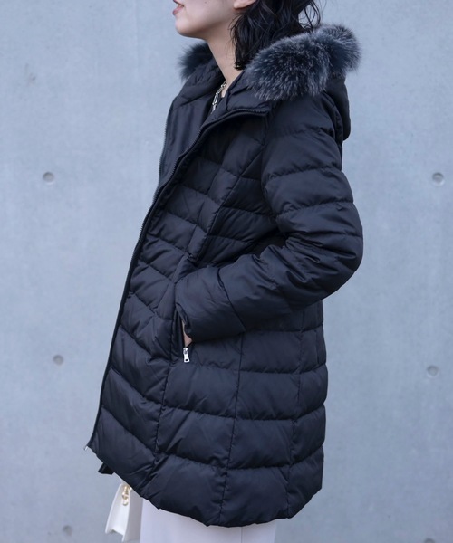 ＆HALF ダウンコート ダウンジャケット ミドル丈ファー付き2WAYダウン