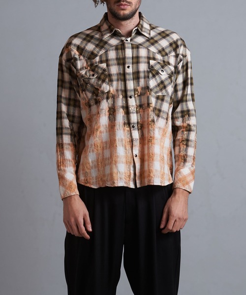 NO ID.（ノーアイディー） シャツ 「NO ID.」Bleach Check Western