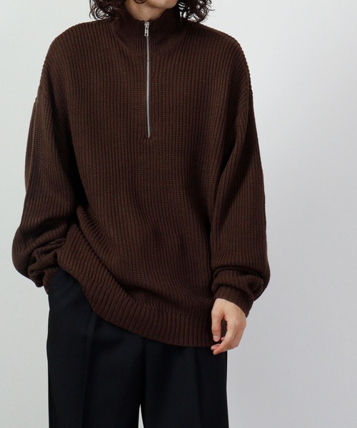 FUNALIVE（ファンアライブ） セーター ニット 畦編み ハーフジップ