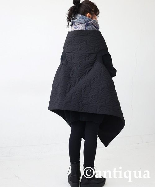 antiqua（アンティカ） ベスト ジレ ピーチスキンキルティングロング丈