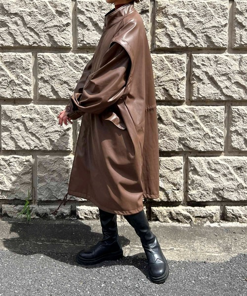 モッズコート コート 2WAYフェイクレザーモッズコート レディース