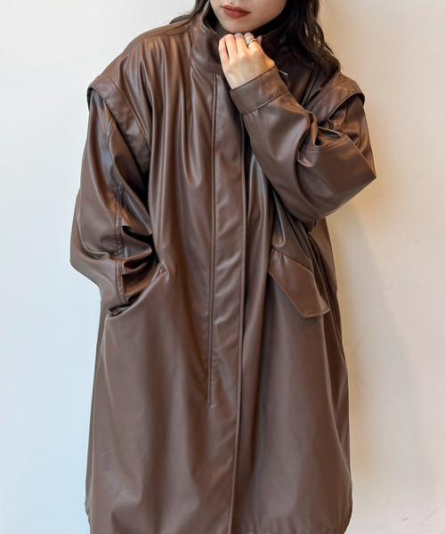 モッズコート コート 2WAYフェイクレザーモッズコート レディース