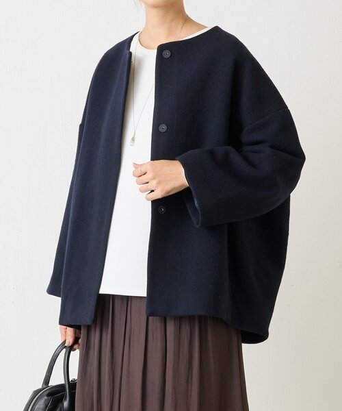 ANAYI（アナイ） ノーカラーコート 38 ピンク レディース : ZOZOTOWN