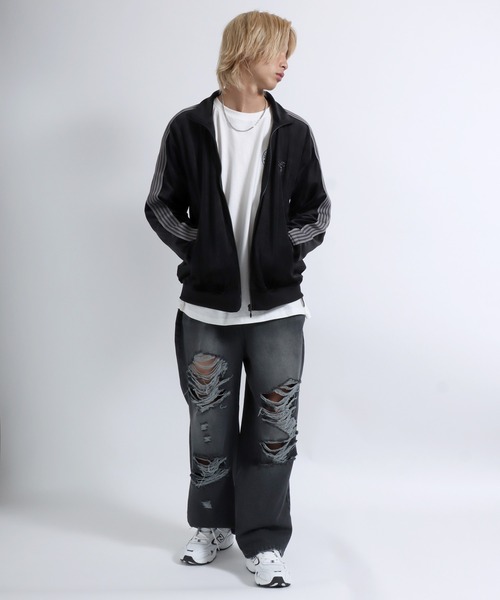 ジャージ 蜂さん ワンポイント刺繍 サイドライン ベロア トラック