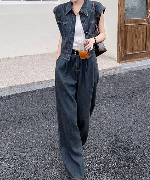 Aelina セットアップ デニムセットアップ レディース : ZOZOTOWN Yahoo