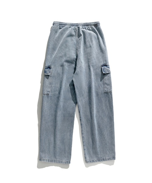 カーゴパンツ 「HOOK」古着風ビッグポケット付きウォッシュ加工デニム
