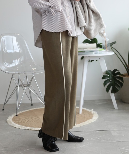 aimoha（アイモハ） パンツ ラインデザインカジュアルニットパンツ