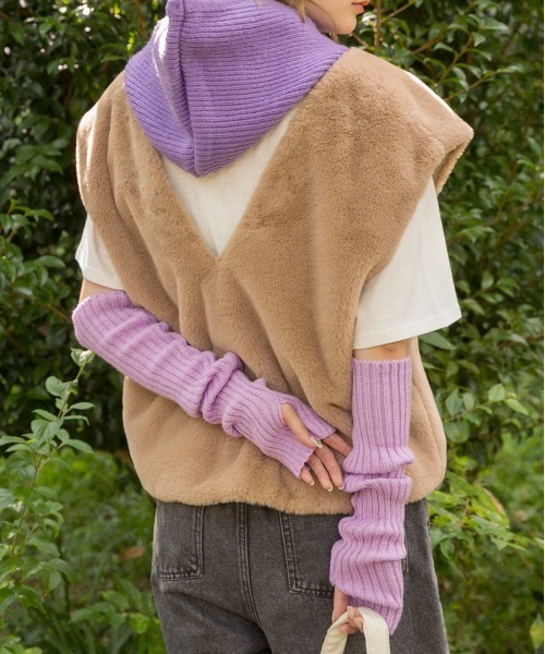 ad thie（アドティエ） アームカバー リブ編みニット アームウォーマー